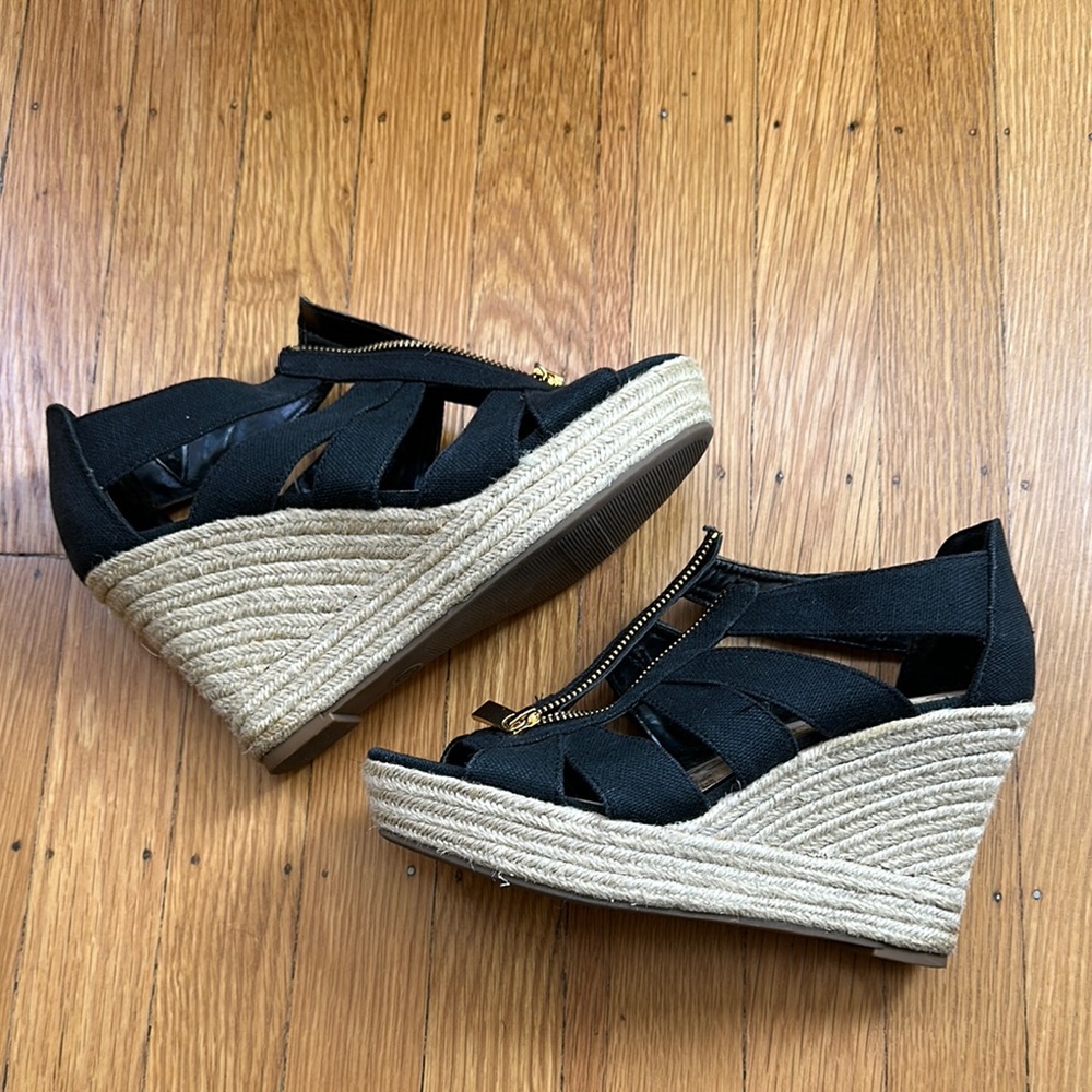 Black Wedge Sandals